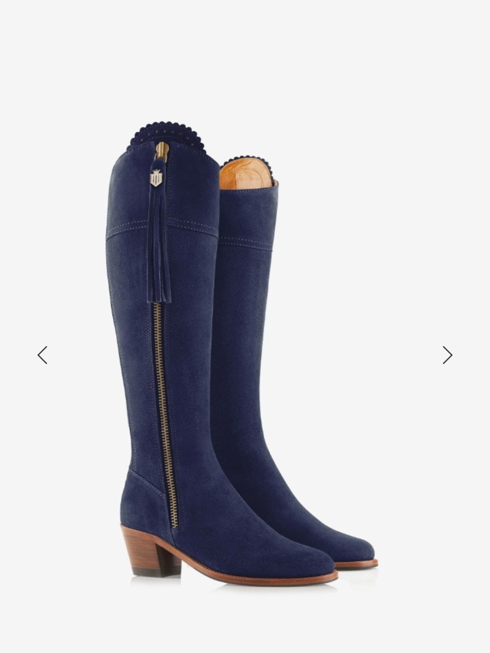 Fairfax & Favor Regina Navy Tassel Boots-Sporting Calf